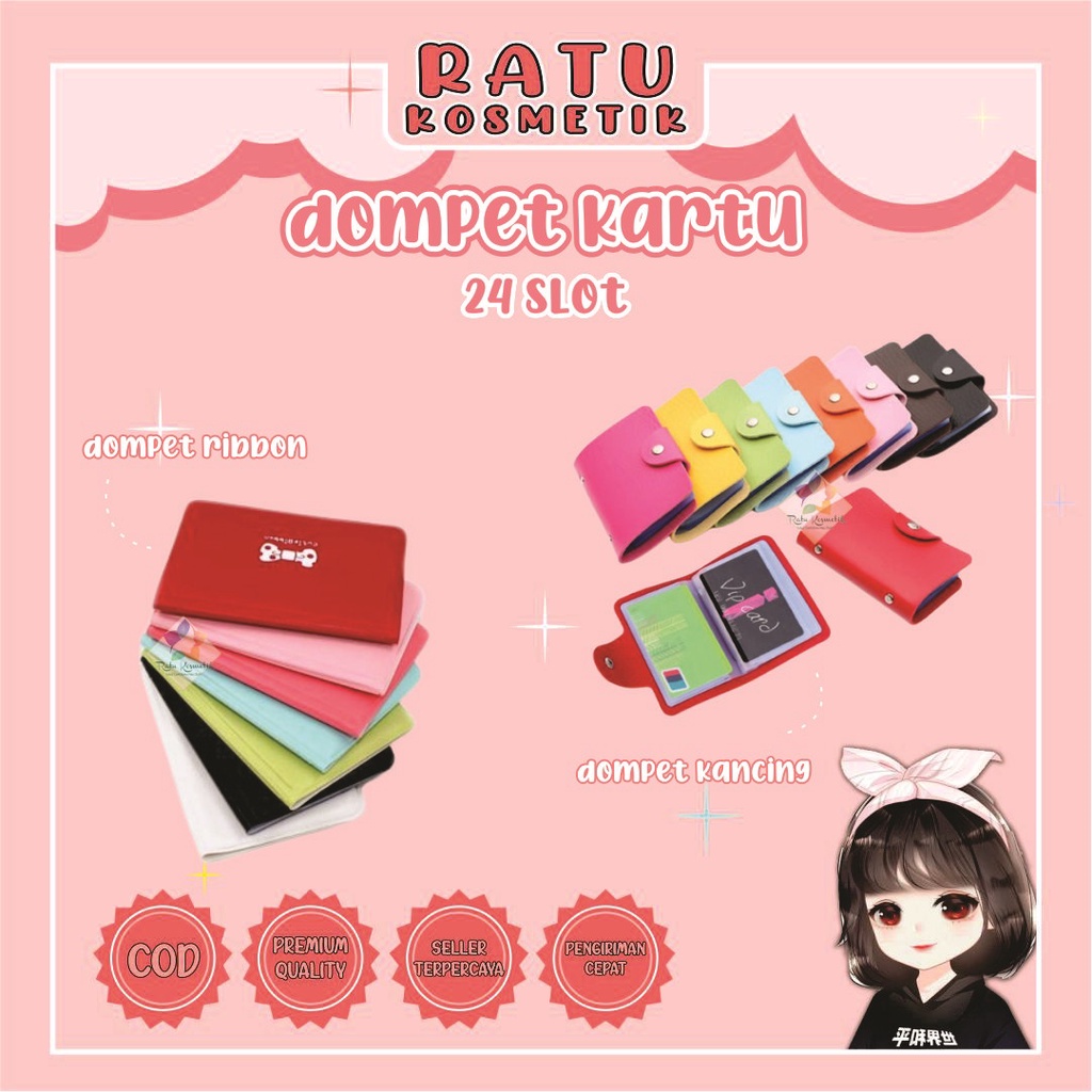 ❤ RATU ❤ Dompet Kartu Nama Murah Model Kancing | ATM Card Organizer 24 Slot | Ribbon Tipis