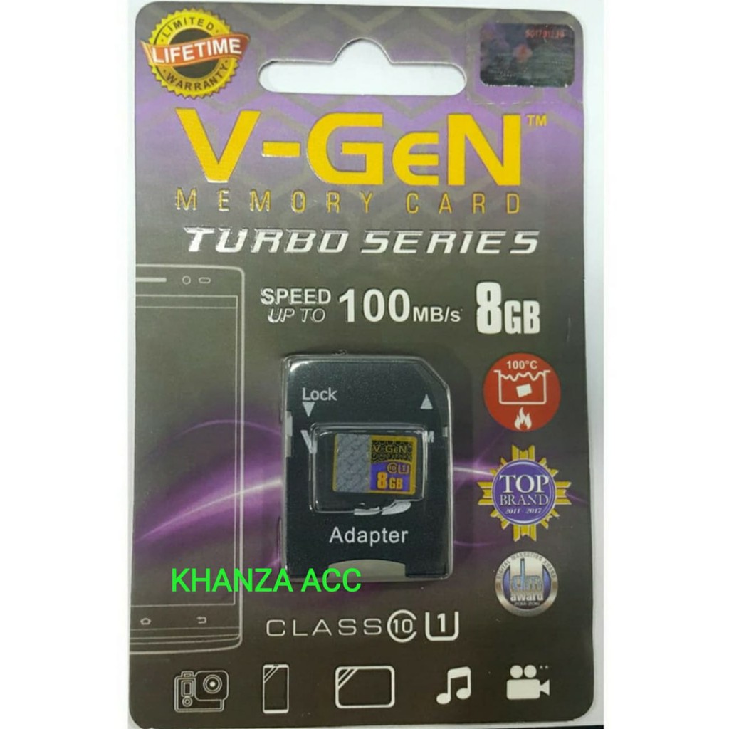 KHANZAACC MICRO SD VGEN 8GB ADAPTER CLASS 10 TURBO SERIES