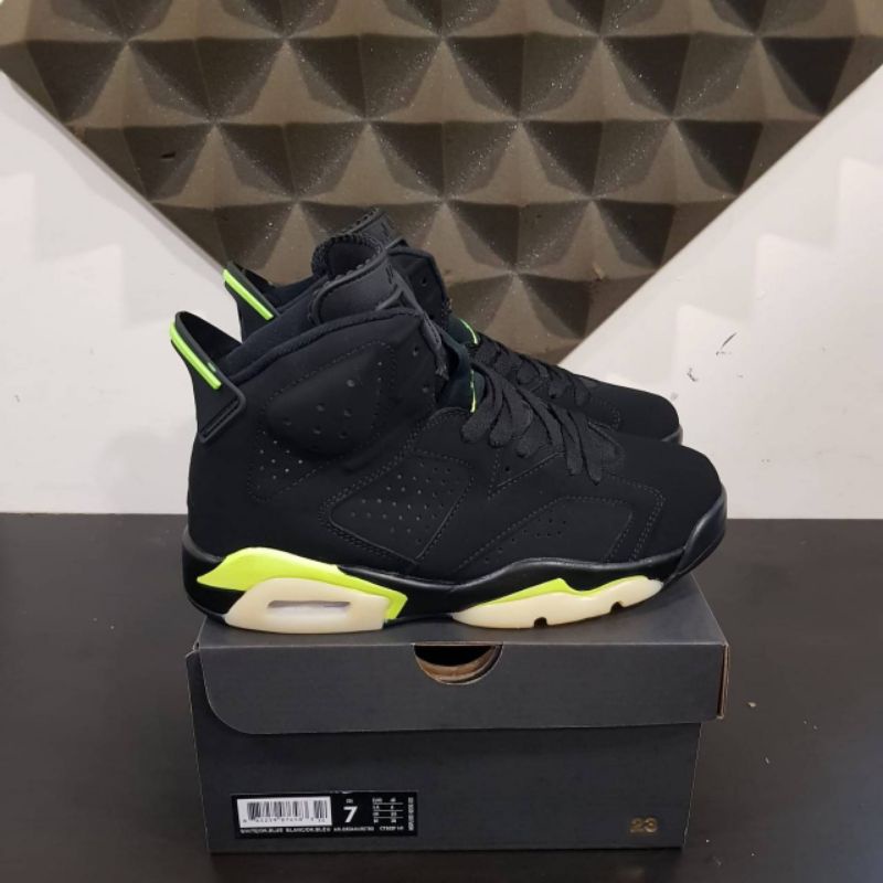 Sepatu Fashion Pria Jordan 6 Electric Green Black