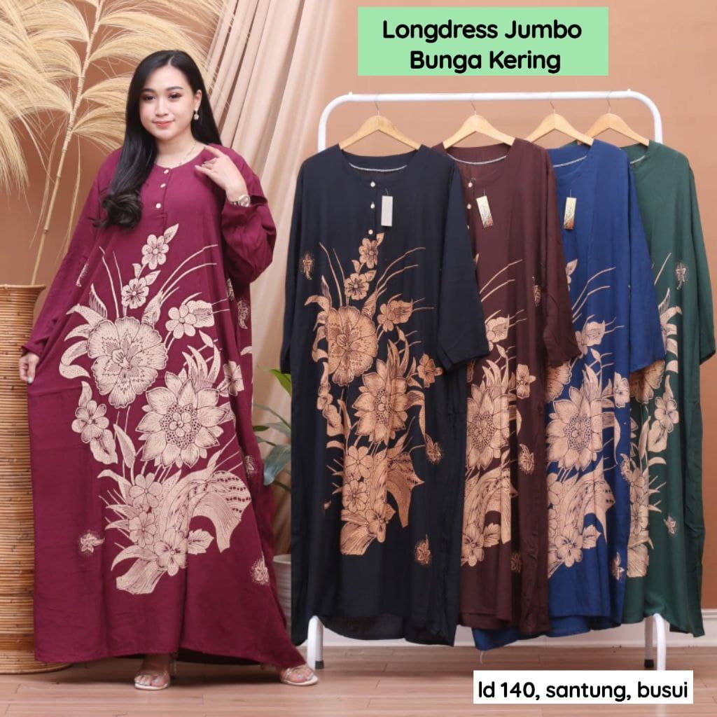 DASTER JUMBO LD 130-140 | DASTER BATIK JUMBO PANJANG  BUSUI DADA KANCING BATIK ADEM MURAH LENGAN PANJANG MOTIF KEKINIAN