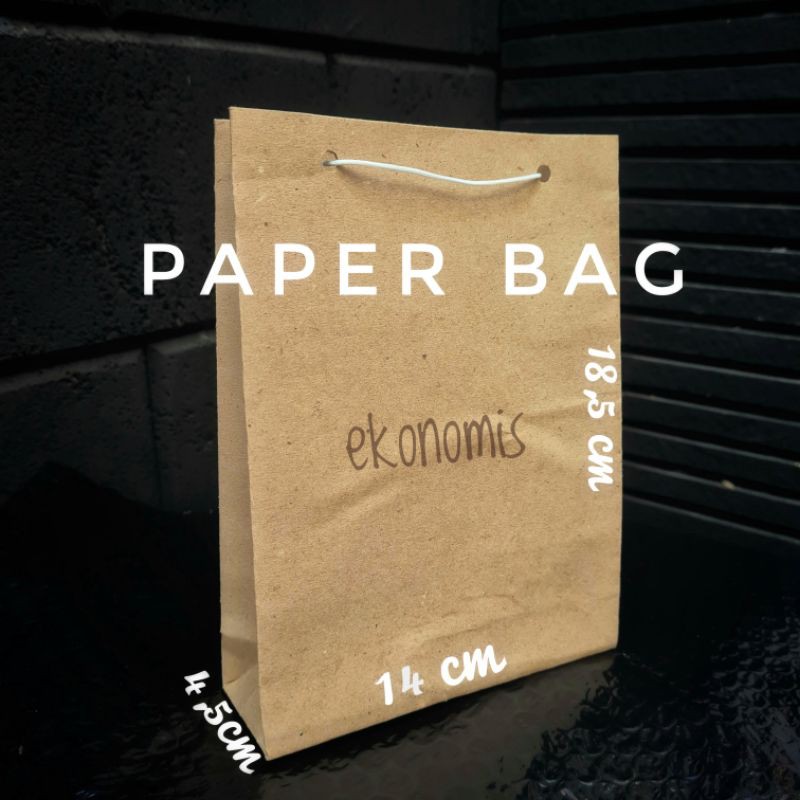 paper bag shopping tas belanja kraft kertas 18,5x14x4,5 ekonomis beli