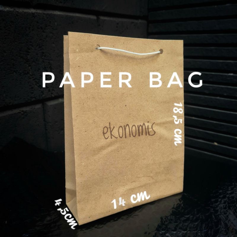 

paper bag shopping tas belanja kraft kertas 18,5x14x4,5 ekonomis beli kelipatan 20