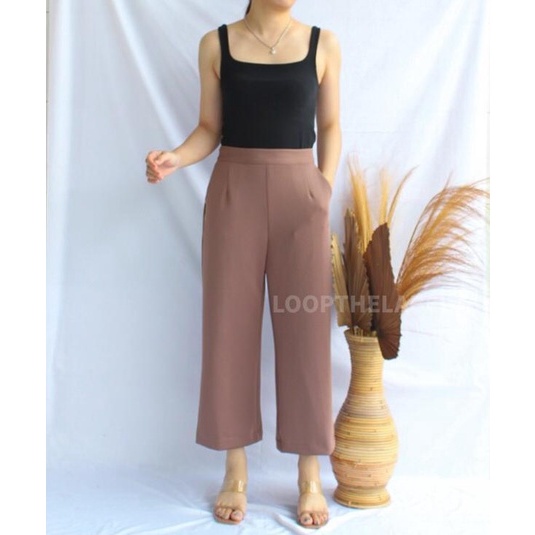 MOSSA CULLOTE PANTS - Celana Kulot Wanita / Celana Kantor / Celana Formal / Celana Panjang Wanita-WALNUT