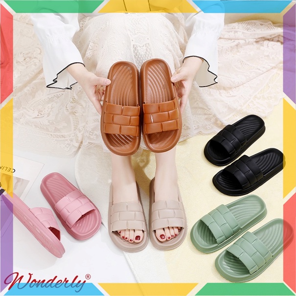 2209-3 Sandal Karet Wanita Wonderly Selop Cewek Slop Ketupat Empuk Tawana Slipper Import Glanzton