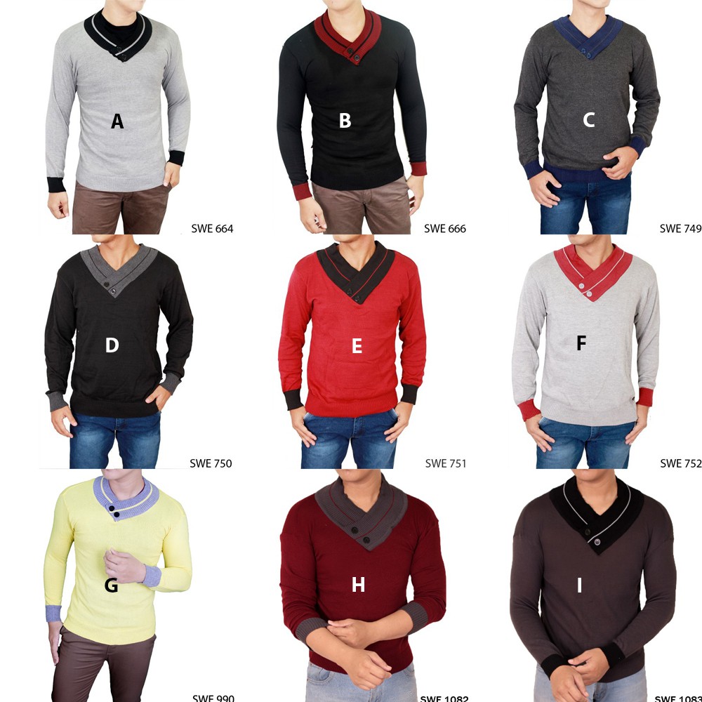 Men’s Casual Sweaters Rajut - Banyak Pilihan Warna SWE (COMB)