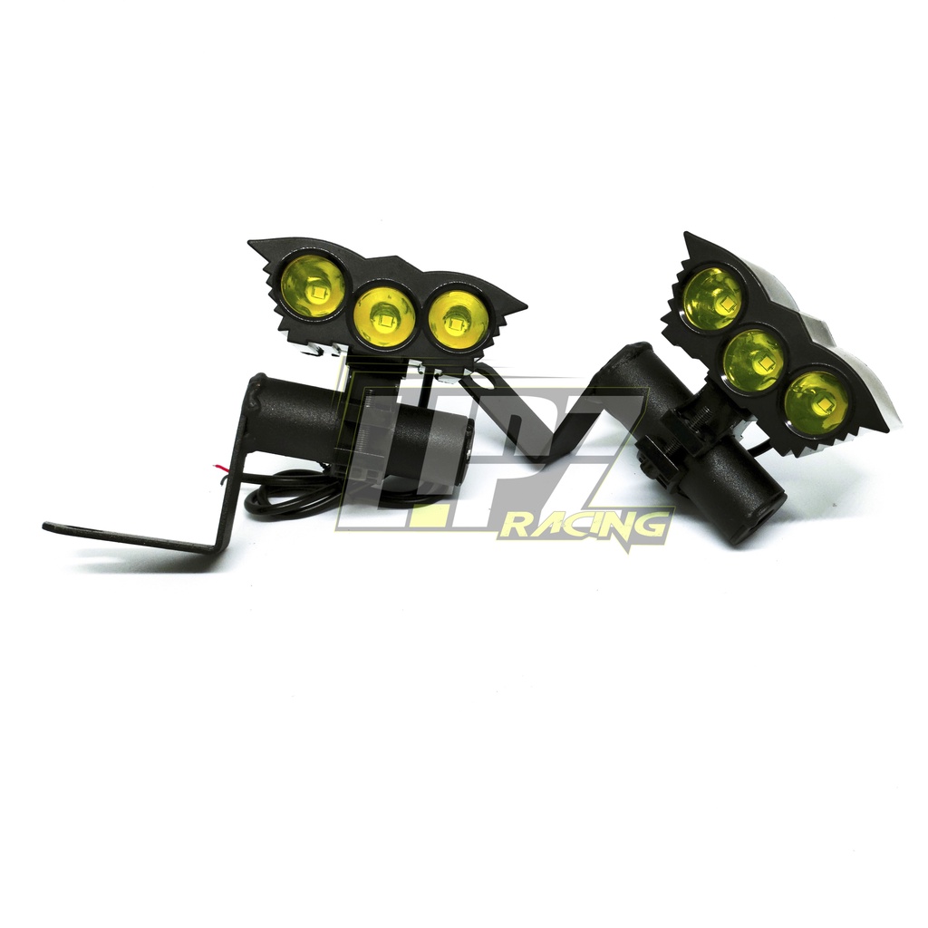 PAKET 1PASANG ( 2PC ) LAMPU TEMBAK OWL 3 MATA 6WATT  / 2 MATA 4WATT + BREKET JEPIT SPION LAMPU BODY PLASTIK