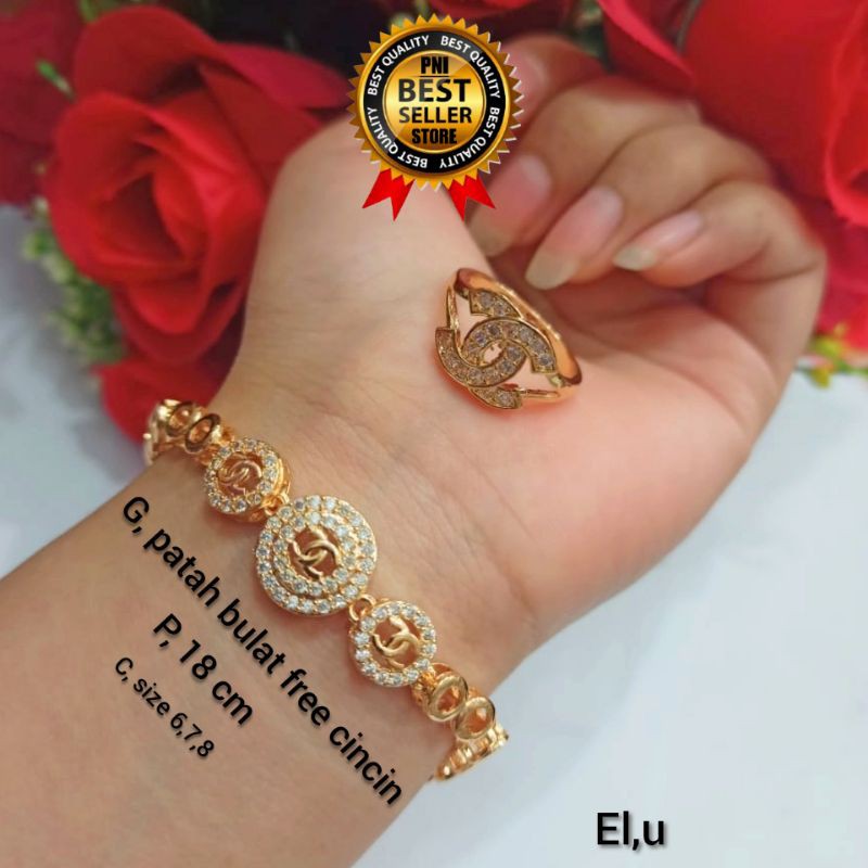 GELANG TANGAN TITANIUM WANITA FREE CINCIN WARNA SILVER DAN GOLD