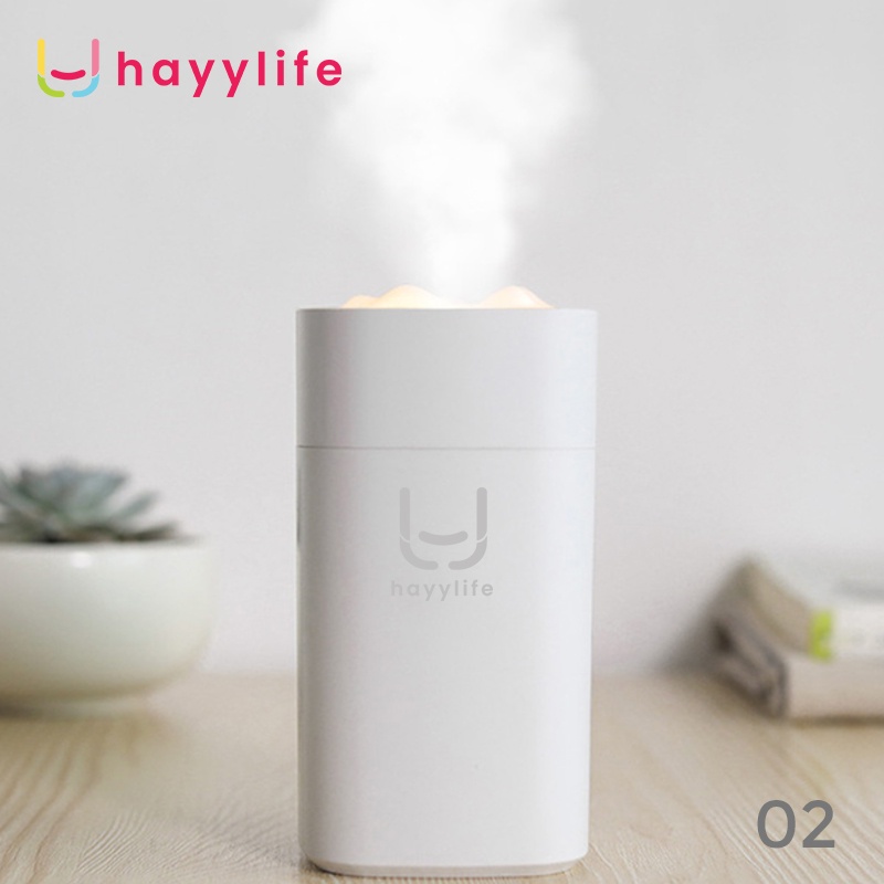 HAYYLIFE Difuser Aromatherapy Air Humidifier Aroma Diffuser Night Light 350 ml HL-DCA518-Putih