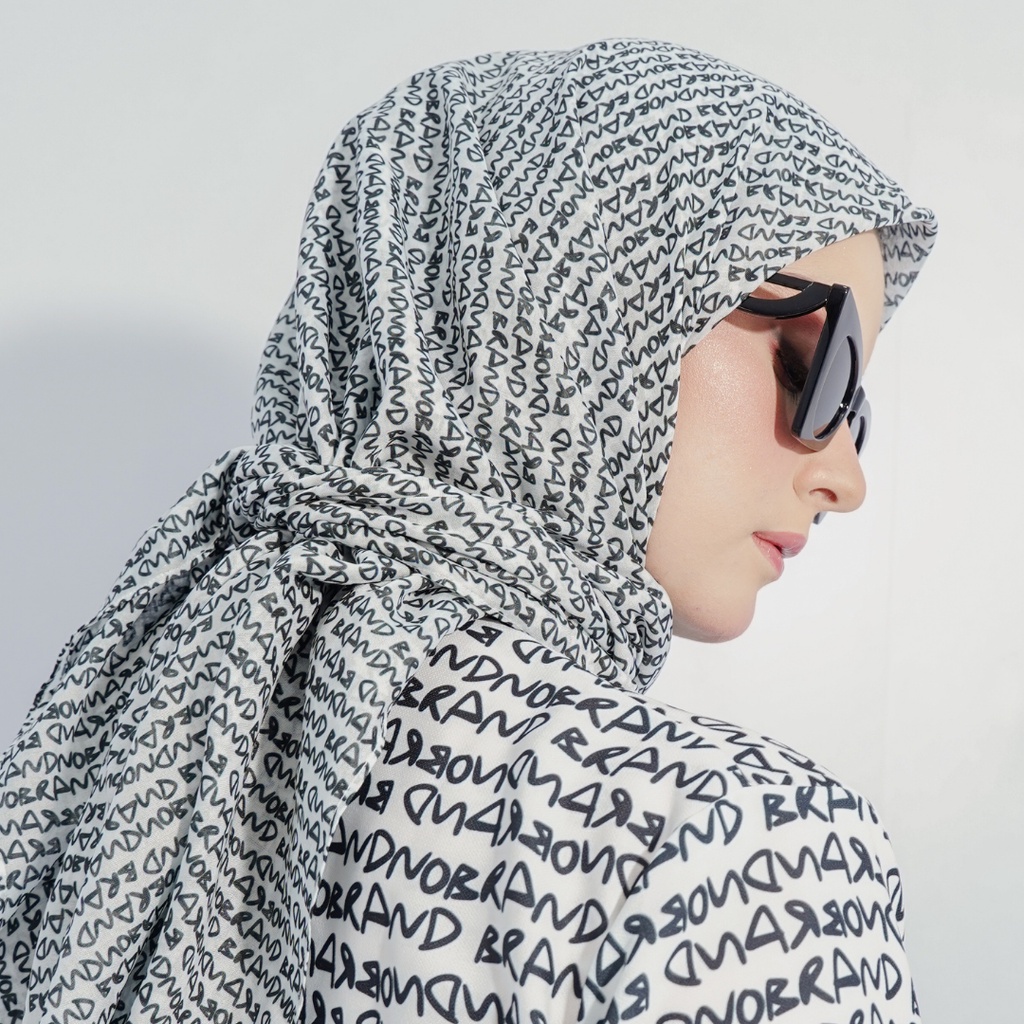 Brand No Brand Flint Monogram Scraf (Spesial Runway)-white