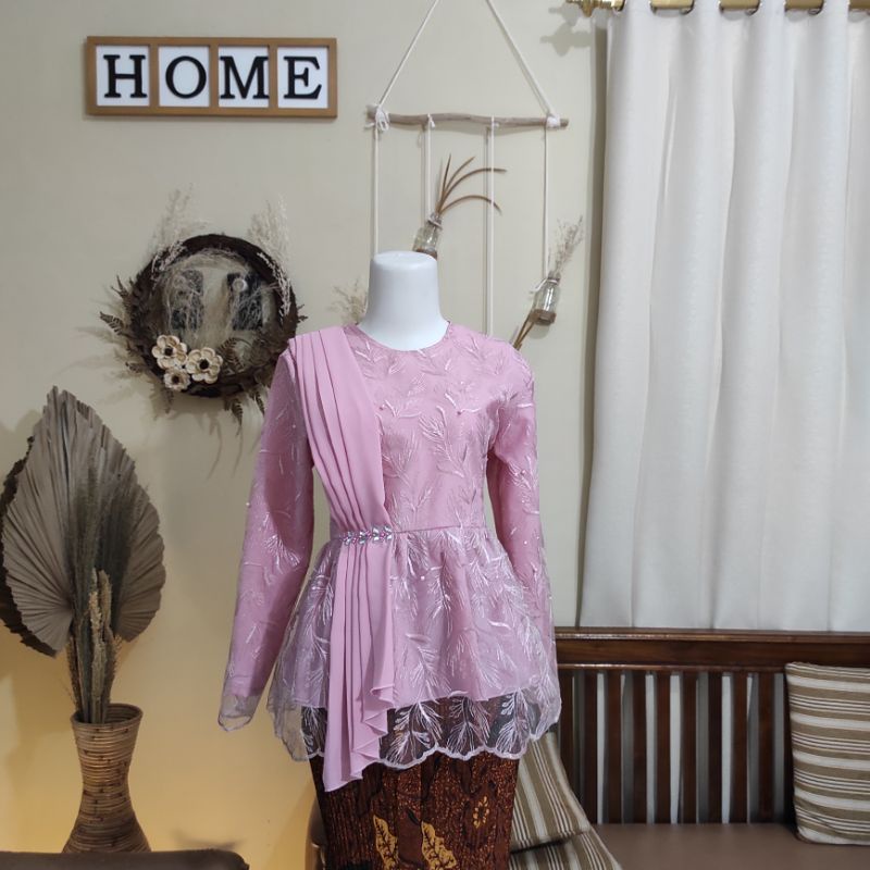 KEBAYA SELENDANG LAMARAN, WISUDA, DOMAS, BRIDESMAID (ATASAN SAJA)-Dusty pink soft