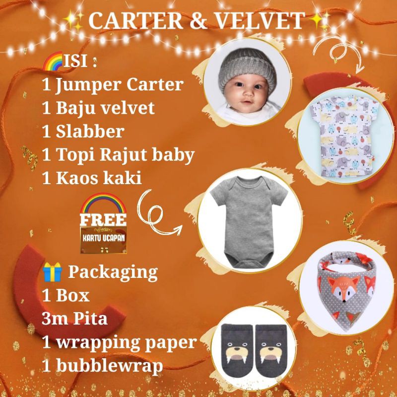 KADO BAYI GIFT SET BABY hampers baju box perempuan laki parsel lahiran kembar BTM bajutasmurahku-🔴Carter+Velvet☝:5