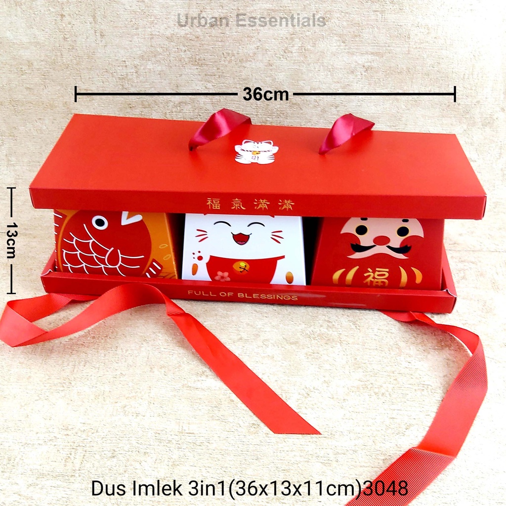 

Dus Kue Kering Cookies Dus Imlek 3 in 1 Ukuran 36x13x11cm