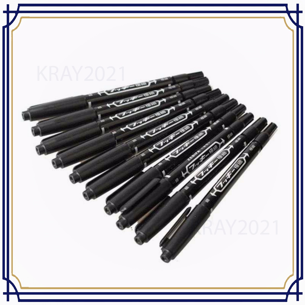 Spidol Permanen Dual Head Marker Waterproof 10 PCS AK171