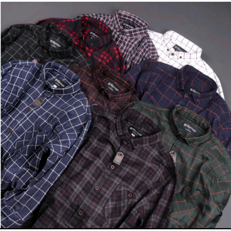 Kemeja Flanel Pria Wanita Lengan Panjang Distro Fanel Motif Kotak Premium