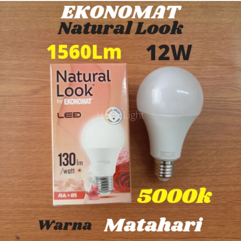 LAMPU LED EKONOMAT NATURAL LOOK 12W 5000K WARNA MATAHARI 1560LM/LAMPU FOTOGRAFI 12WATT 5000K MATAHAR