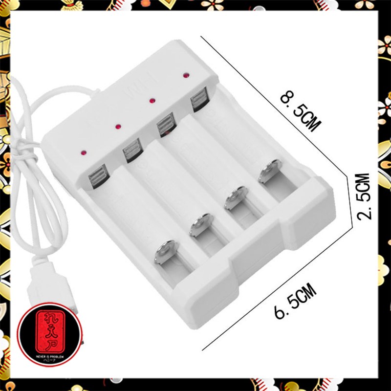 Charger Baterai USB Plug 4 slot for AA/AAA