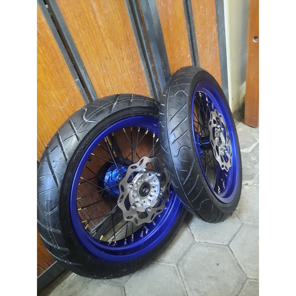 SEPAKET VELG SET BAN SET SUPERMOTO WR155 VELG SUPERMOTO YAMAHA WR155 FULL SET TINGGAL PASANG