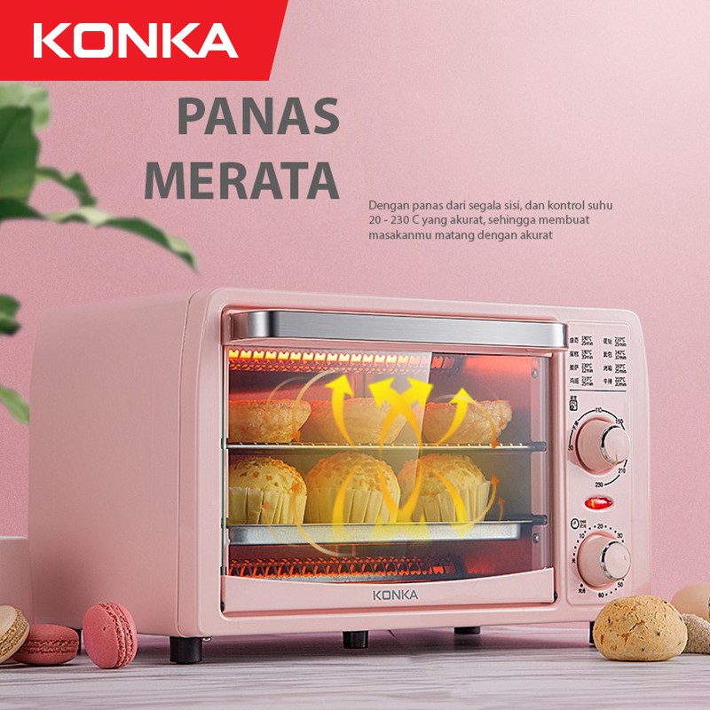 Cod Konka 13l Oven Listrik Pink Multi Fungsi Panggang Daging Kue Bolu Bbq Kompor Kao T6 Shopee Indonesia