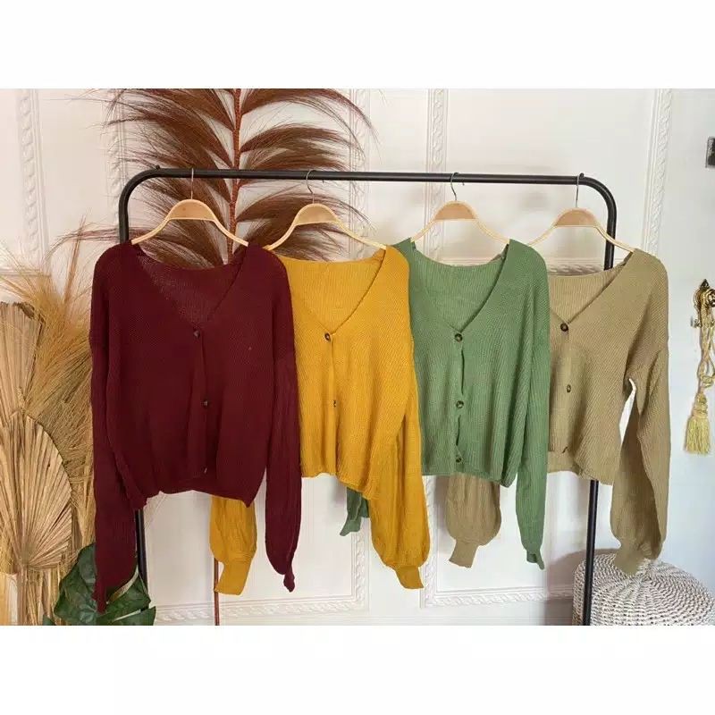 Kardigan Rajut Lengan Balon Cropty / Balona Cardigan