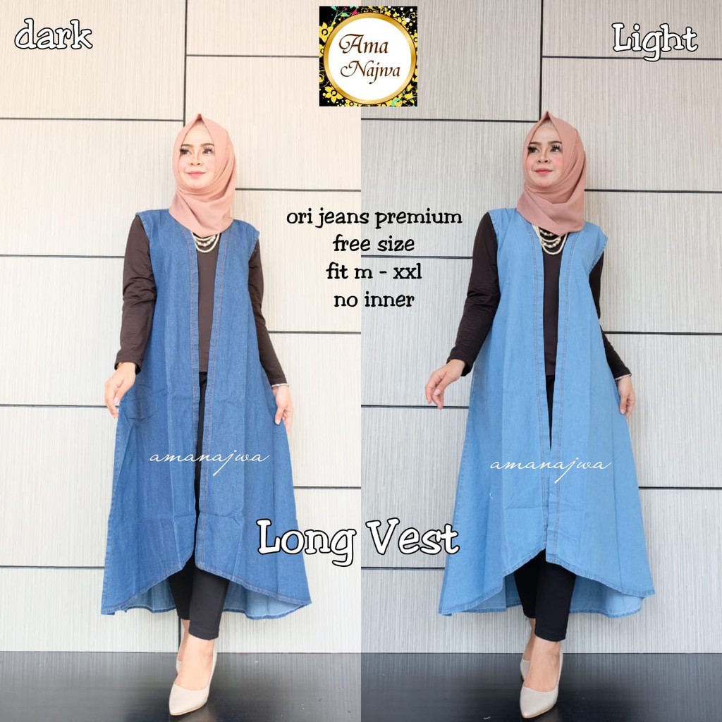 long vest denim jeans wash OUTER ama najwa