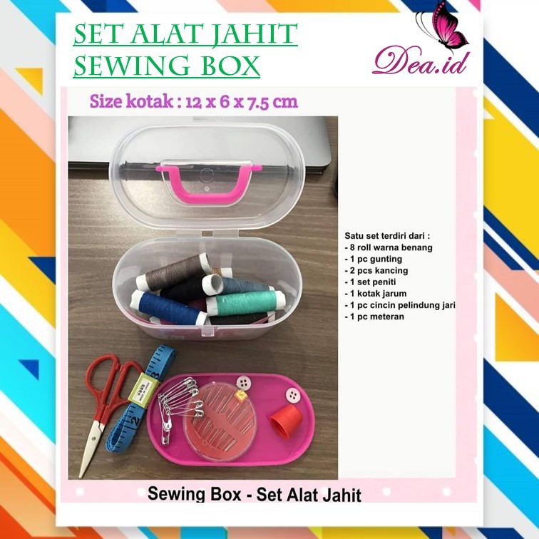 [DEASHOP] Sewing Kit Box Kotak Benang Jarum Jahit Dengan 8 pcs Benang