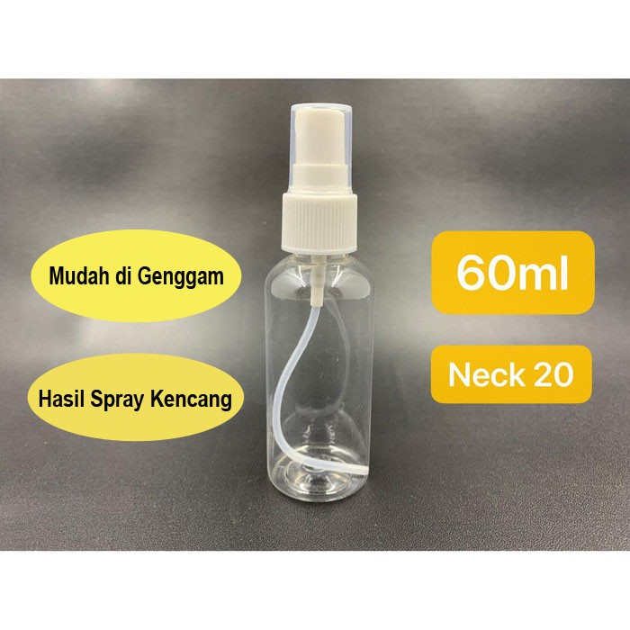 Botol Spray Transparant Plastik Bahan PET Tebal 60ML &amp; 100ML