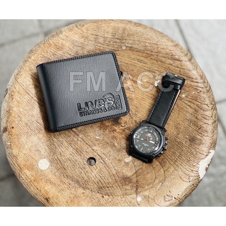 [PAKET MURAH] Dompet Pria Pendek Free Jam Tangan Pria Keren