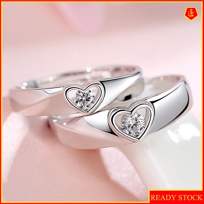 [Ready Stock]Couple Ring S925 Silver Hollow Love Diamond Creative Personality