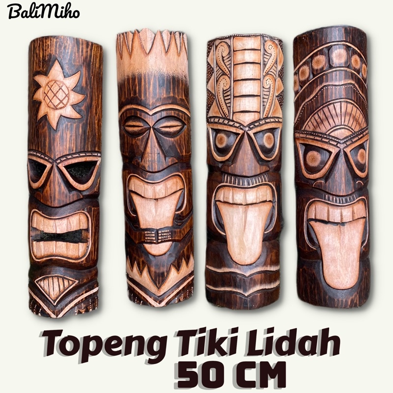 Topeng Tiki Lidah 50 cm Dekorasi Dinding Patung Topeng Suku Tiki 50 cm /Topeng Suku Etnik/Topeng Suk