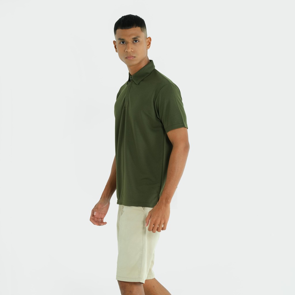 DONSON Kaos Polo Polos Kasual Olahraga Extra Fine Polyester Warna Army