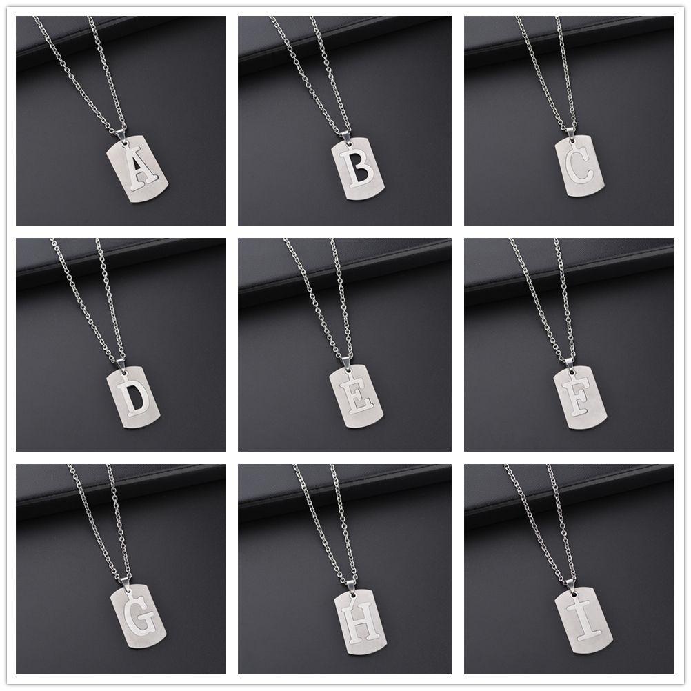 PREVA Alphabet Initial Necklace Men Exaggerated Cursive Bib Chain Luxury Metal 26 Letters