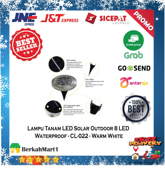 Lampu Hias Taman Tenaga Matahari Surya Solar Outdoor 8 LED Waterproof