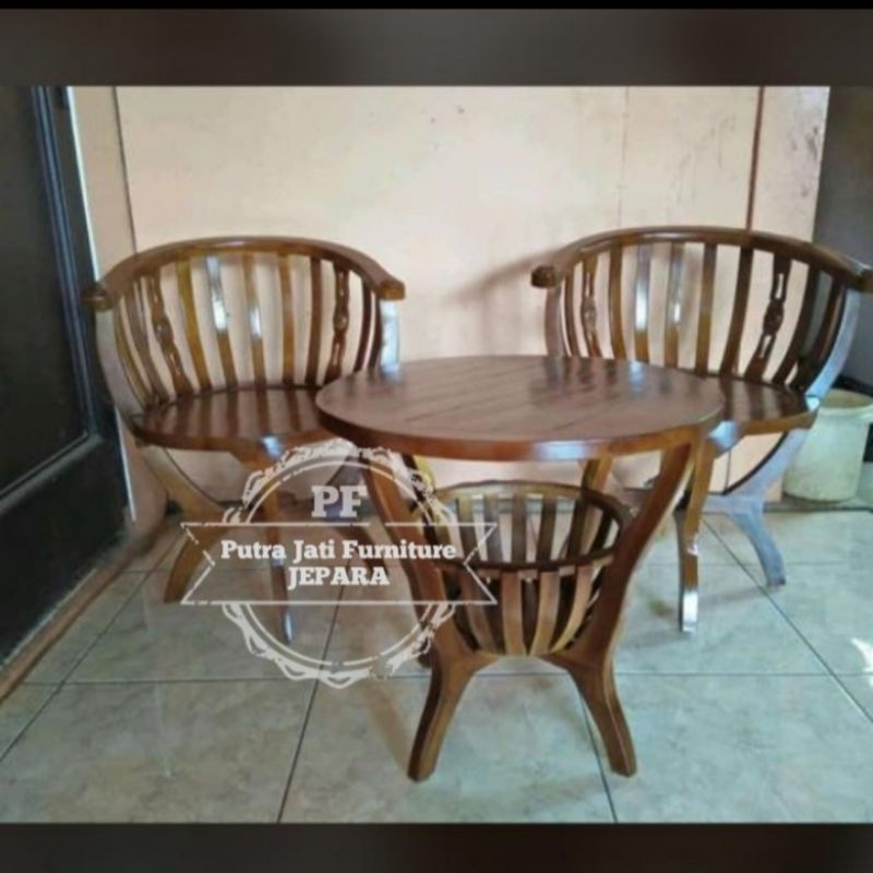 Kursi teras mangkok - Kursi hias unik kayu jati mebel murah