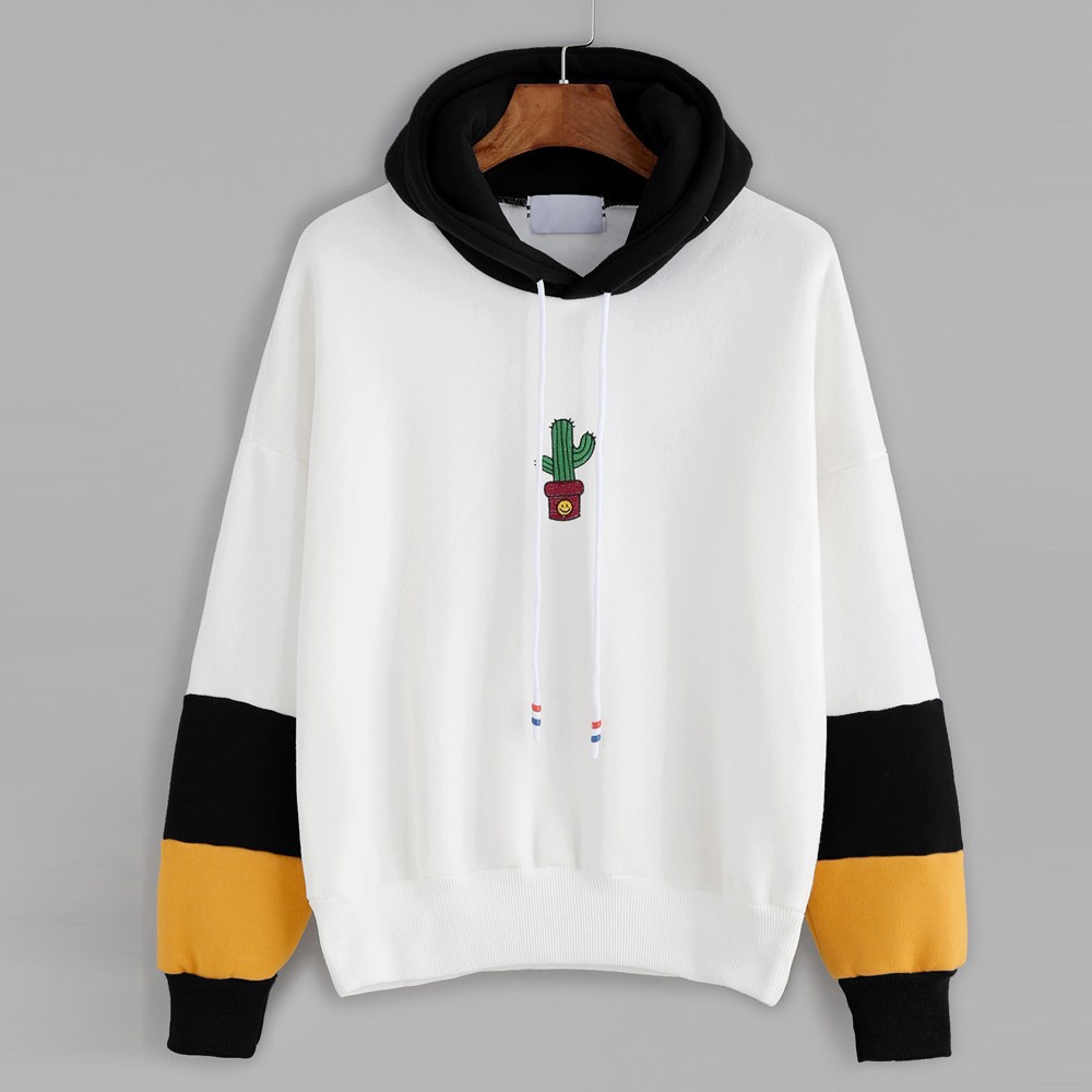 Women S Hoodies Sweatshirts Clothing Shoes Accessories Women Long Sleeve Patchwork Crop Top Hoodie Sweatshirt Pullover Tops Blouse Us Myself Co Ls - plain white long sleeve crop top roblox