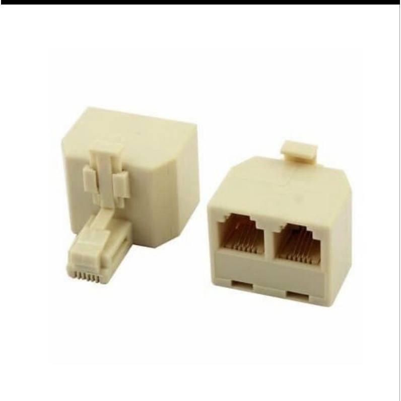 Konektor T Adapter Splitter RJ11 Telepon ADSL 1 Input Male To 2 Hole