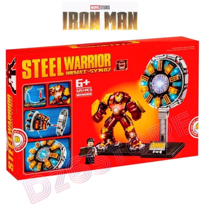 Mainan Lego Mini Figure Iron Man Tony Stark Hulkbuster Arc Reactor light Marvel Avengers