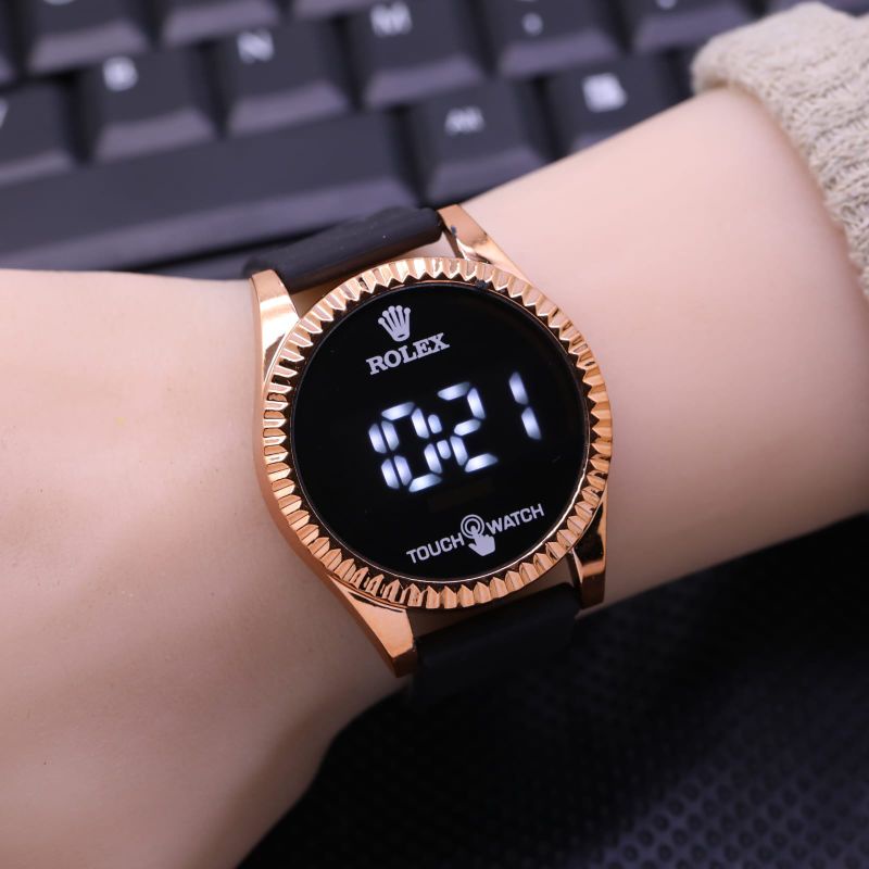 (BEST SELLER) JAM TANGAN WANITA ROLEX LED 4551L TALI RUBBER FREE BOX & BATERAI