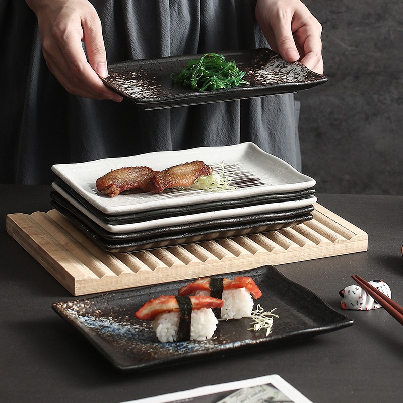 Jual Black Series Japanese Rectangle Sushi Plate Piring Panjang