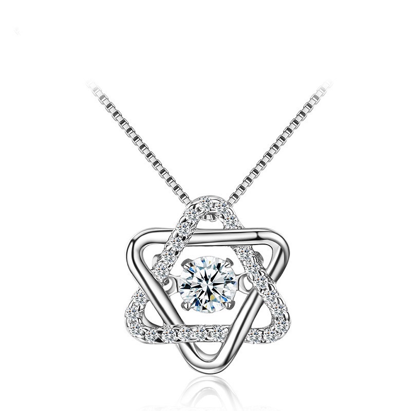 [Ready Stock]Fashion Six-Pointed Star Pendant Necklace Silver Plated Necklace Female Clavicle Chain