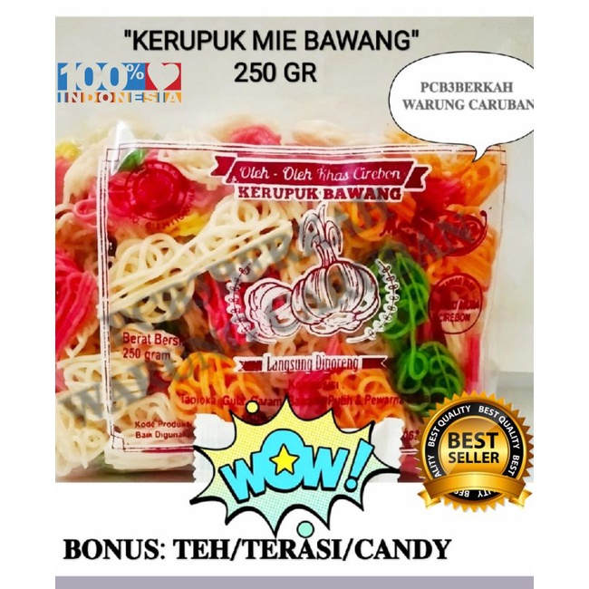 

KERUPUK BAWANG MIE WARNA 250 GR BONUS TEH/TERASI/CANDY