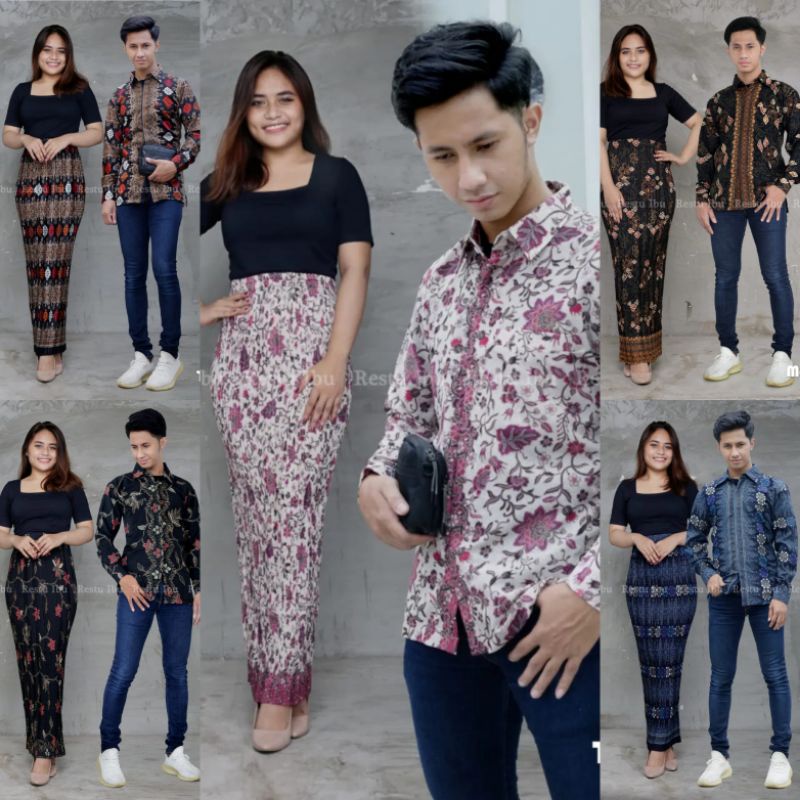 BAJU BATIK COUPLE ROK PLISKET JUMBO // COUPLE BATIK // ROK PLISKET BATIK // KEMEJA BATIK