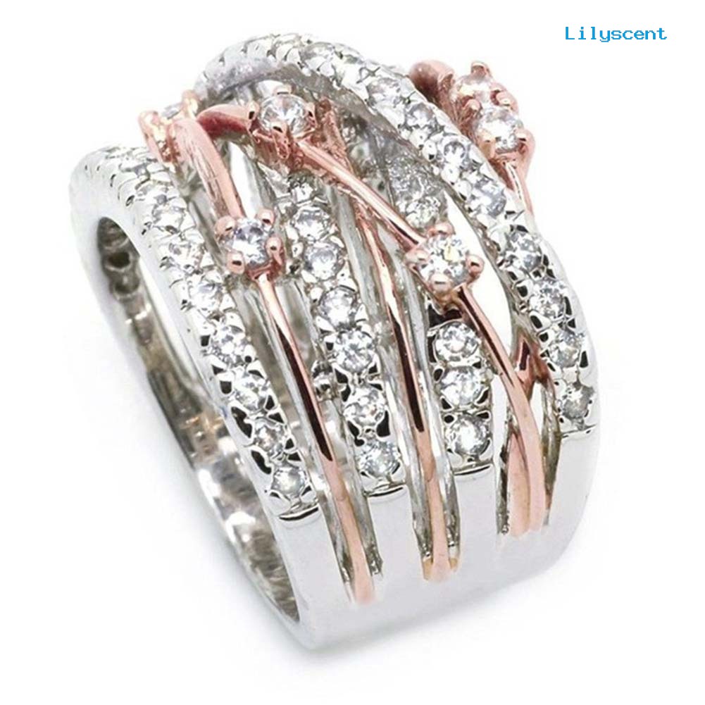 Ls Cincin Wanita Model Lebar Silang Hias Berlian Imitasi Untuk Pernikahan / Hadiah