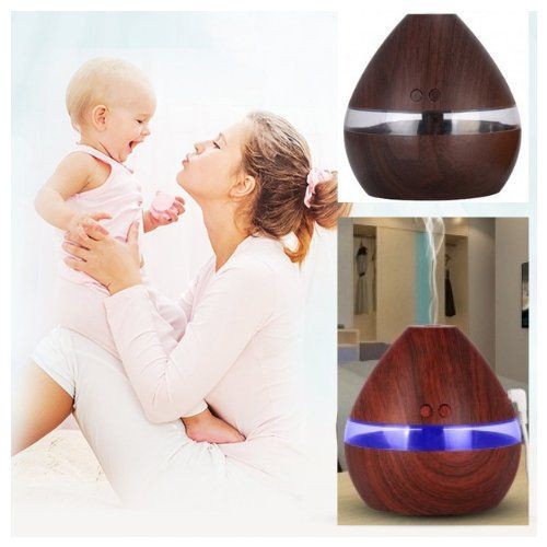 Mesin Aromatherapy Air Humidifier Wood 300ml 7RHZ4QDW Kayu Coklat 111120