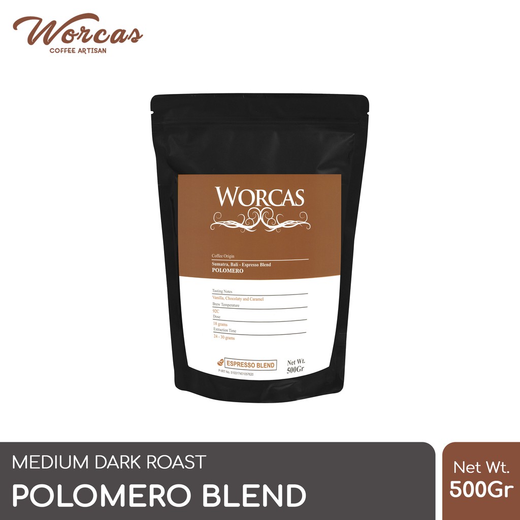 

WORCAS Kopi Polomero Espresso Blend 500 Gram | Es Kopi Susu Blend