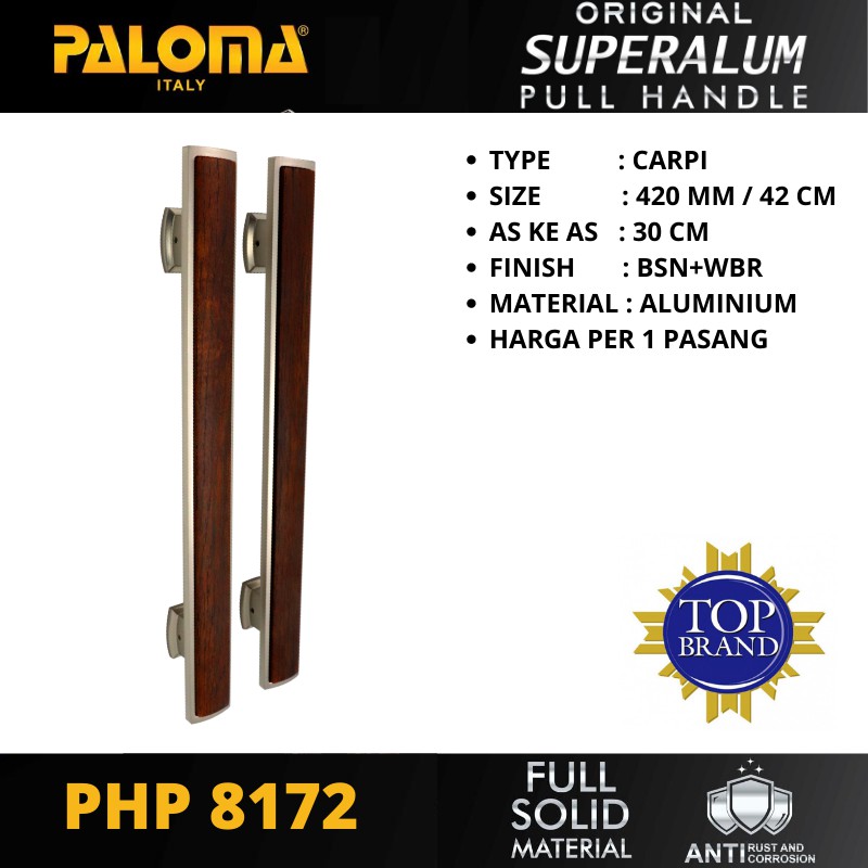 PALOMA PHP 8172 TARIKAN GAGANG PINTU PULL HANDLE SUPERALUM CARPI 420 MM BSN+WBR PANJANG 42 CM