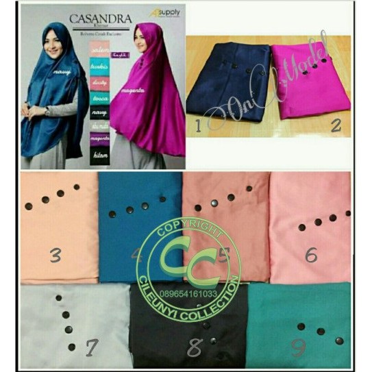 Khimar Cassandra Murah / Jilbab Syari Khimar Casandra / Kerudung Instan Kasandra Satin Velvet Jumbo