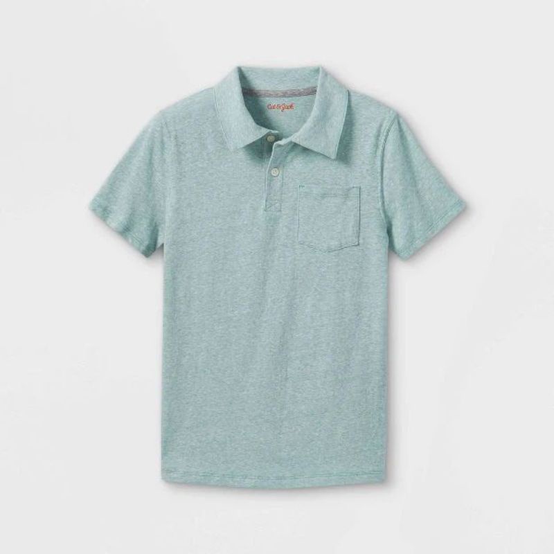 B192953 Cat&Jac* original polo shirt Baju kaos polo anak laki-laki lengan pendek biru mint Merk utuh