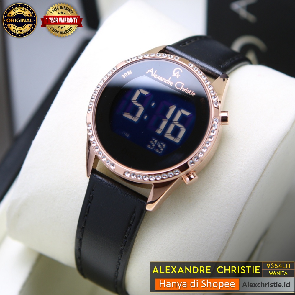 New Jam Alexander Christie Wanita Digital 9354LH Black Rosegold - Cantik Anggun Elegan
