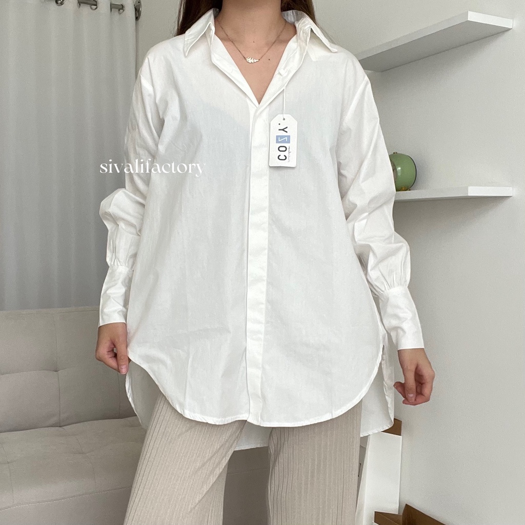 SIVALI Shea Top | Kemeja Oversize Wanita - Oversized Shirt - Atasan Wanita Lengan Panjang 1936