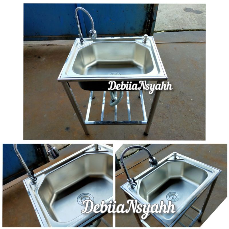 BAK CUCI PIRING PORTABLE 60 X 45 KITCHEN SINK MINIMALIS KAKI BAK CUCI PIRING